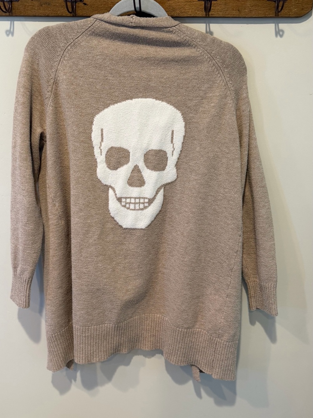 Taupe Skull Intarsia Women's Sweater - Brand